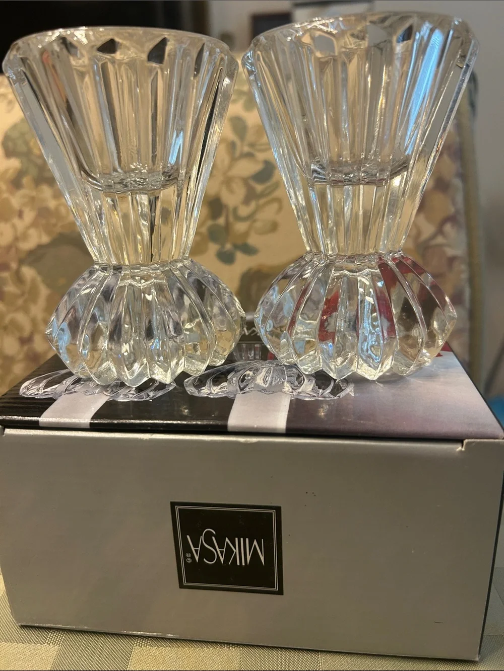 Mikasa Clear Crystal Candle Holders. Brand new.